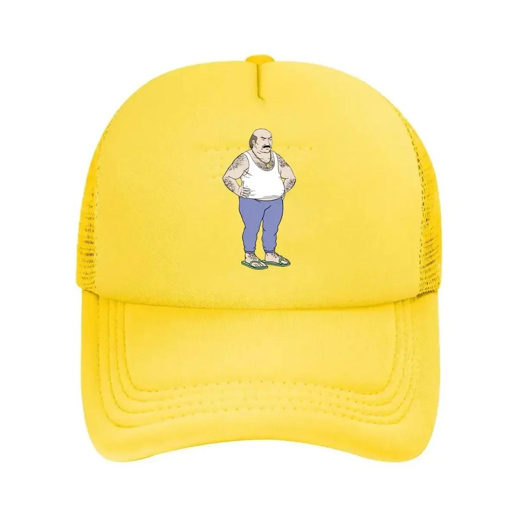 Tattooed Man in Casual Attire Standing Mesh Baseball Cap