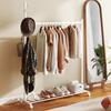 Coat Rack on Wheels with Shoe Shelf and 5 Hooks, 120x43x171cm, White