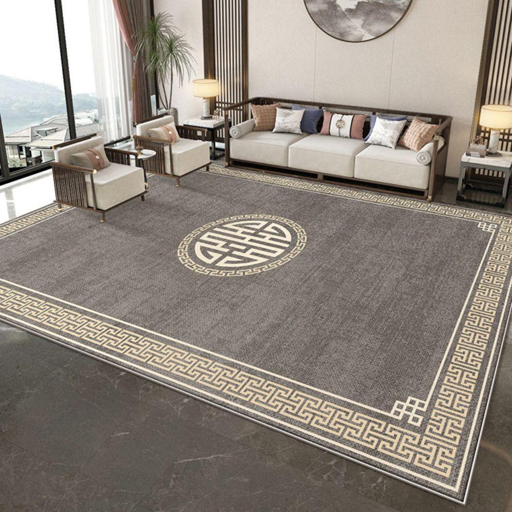Luxury-lite New Chinese-style Plush Carpet for Tea Table, Waterproof, Stain-resistant and Easy to Clean, Bedroom Floor Mat
