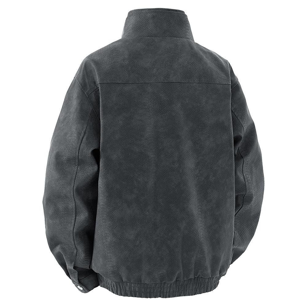 Men's Stand-up Collar Leather Jacket Men's Spring and Autumn American Trendy Versatile Zipper Pu Leather Jacket Jacket