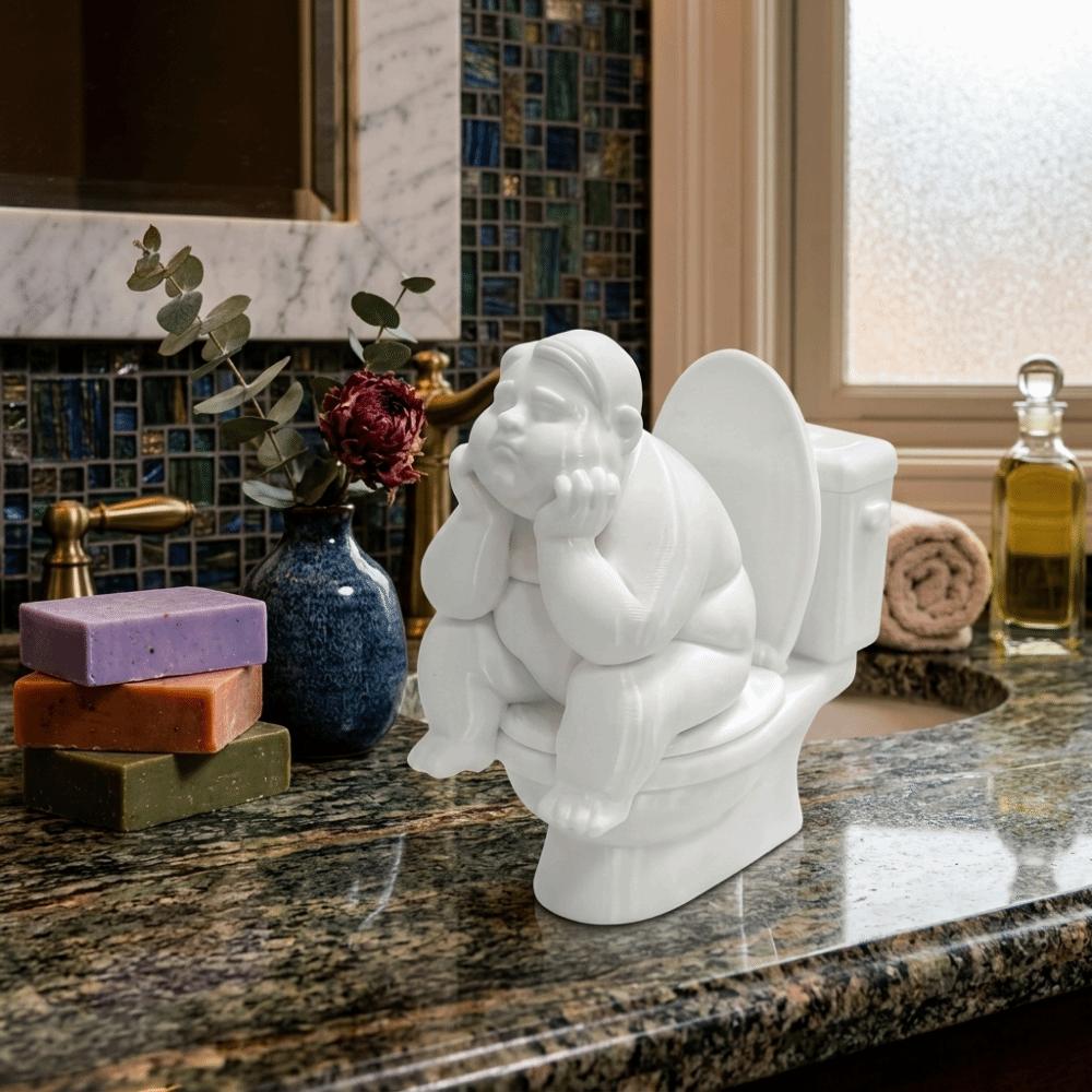 Lustige Badezimmer-Denker-Statue Niedliches kleines Schreibtisch-Ornament Toiletten-Denker-Figur Heim-Büro