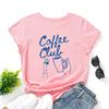 Coffee Alphabet Cotton T-Shirt Short Sleeve Round Neck Women 2d Print Tops