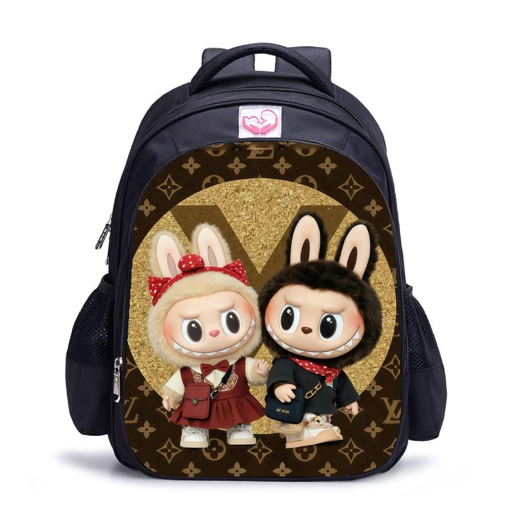 Labubu Trendy Children's Kindergarten Schoolbag Black Men's and Women's Backpack Cartoon Student Backpack 5529