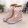 Fashion rain shoes women's short rain boots four-season water shoes wear waterproof thick-soled water boots and velvet thermal overshoes
