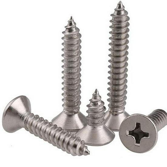 304 Stainless Steel Cross Recessed Countersunk Self-Tapping Screws for Wood (M1.4, M2.3, M2.6, M3)