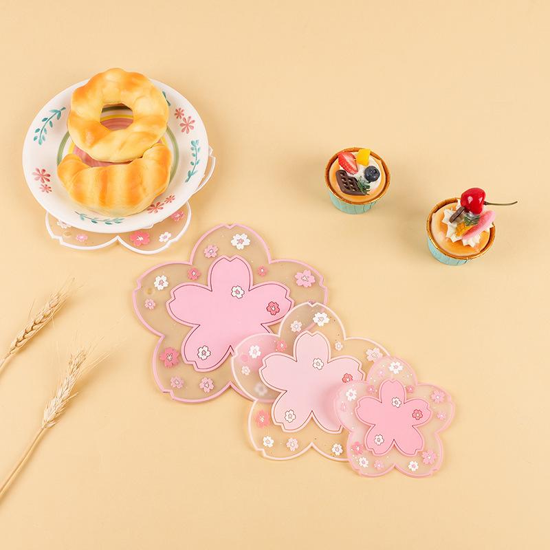 pink colour Blossom Silicone Coasters Style Sakura Coffee Cup Sakura Insulated TableMat Tea Cup Home Decor Gift