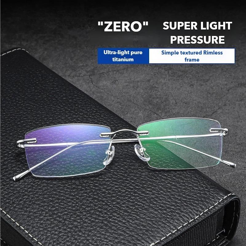 O-Q CLUB Ultra-light Titanium Reading Eyeglass Frames Men Fashion Simple Rimless Myopia Glasses Customized Prescription Glasses