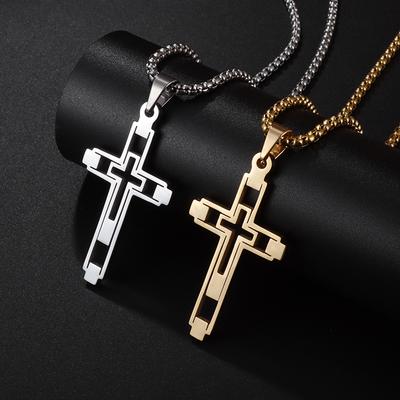 Fashionable and Creative Hollow Cross Pendant Necklace for Men and Women Party Gathering Street Accessories