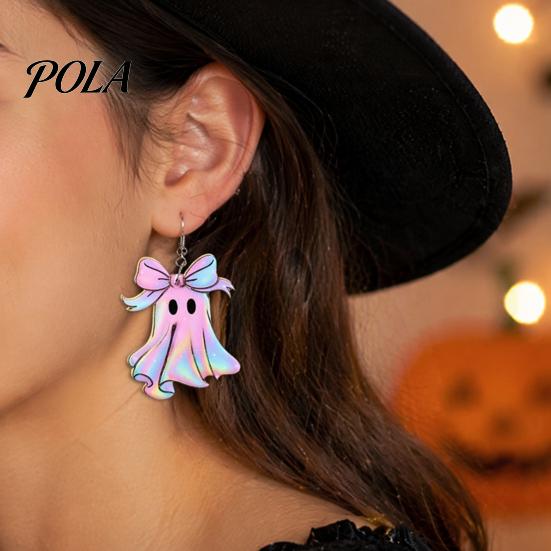Pumpkin Basket Earrings 1 Pair Acrylic Halloween Earrings, Cute Pink Ghost Dangle Drop Holiday Costume Jewelry for Women Pendant