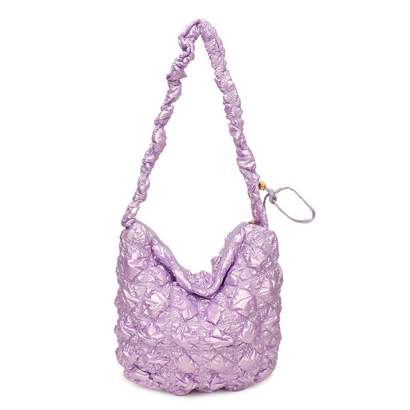 New Versatile Thread Sweet Women's Handbags Microfibersolid Color Commuting Tote Bags 2026 Plaid Ruched Shoulder Bags