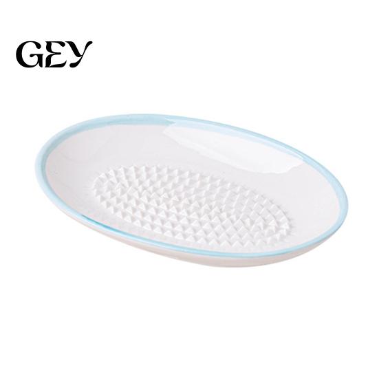 Kitchen Prep Tool Ceramic Garlic Grater Plate for Food Prep, Multifunctional Ginger And Parmesan Mincer Dish, Non Slip Masher Bowl Cheese Nutmeg