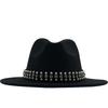 European, American and British Style Retro Fringed Pearl Chain Woolen Felt Hat Wide-brimmed Top Hat Korean Jazz Hat Lady Hat Tide