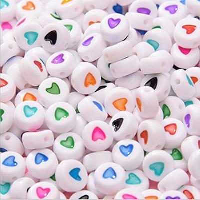 4x7mm Acrylic Colorful Peach Heart Beads, Heart-Shaped Round Beads for DIY Jewelry Accessories
