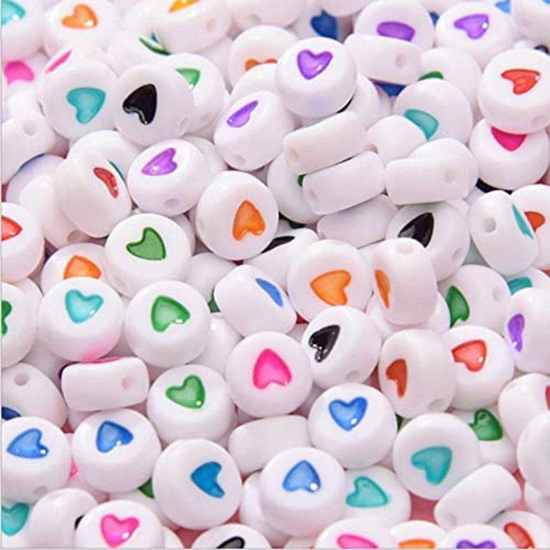 4x7mm Acrylic Colorful Peach Heart Beads, Heart-Shaped Round Beads for DIY Jewelry Accessories