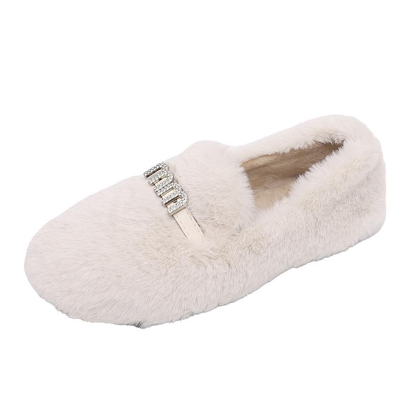 Internet Celebrity Versatile Casual Versatile Wool Slippers Women 2025 Autumn New Wear Heightened Thick-soled Lamb Wool Cotton Mop