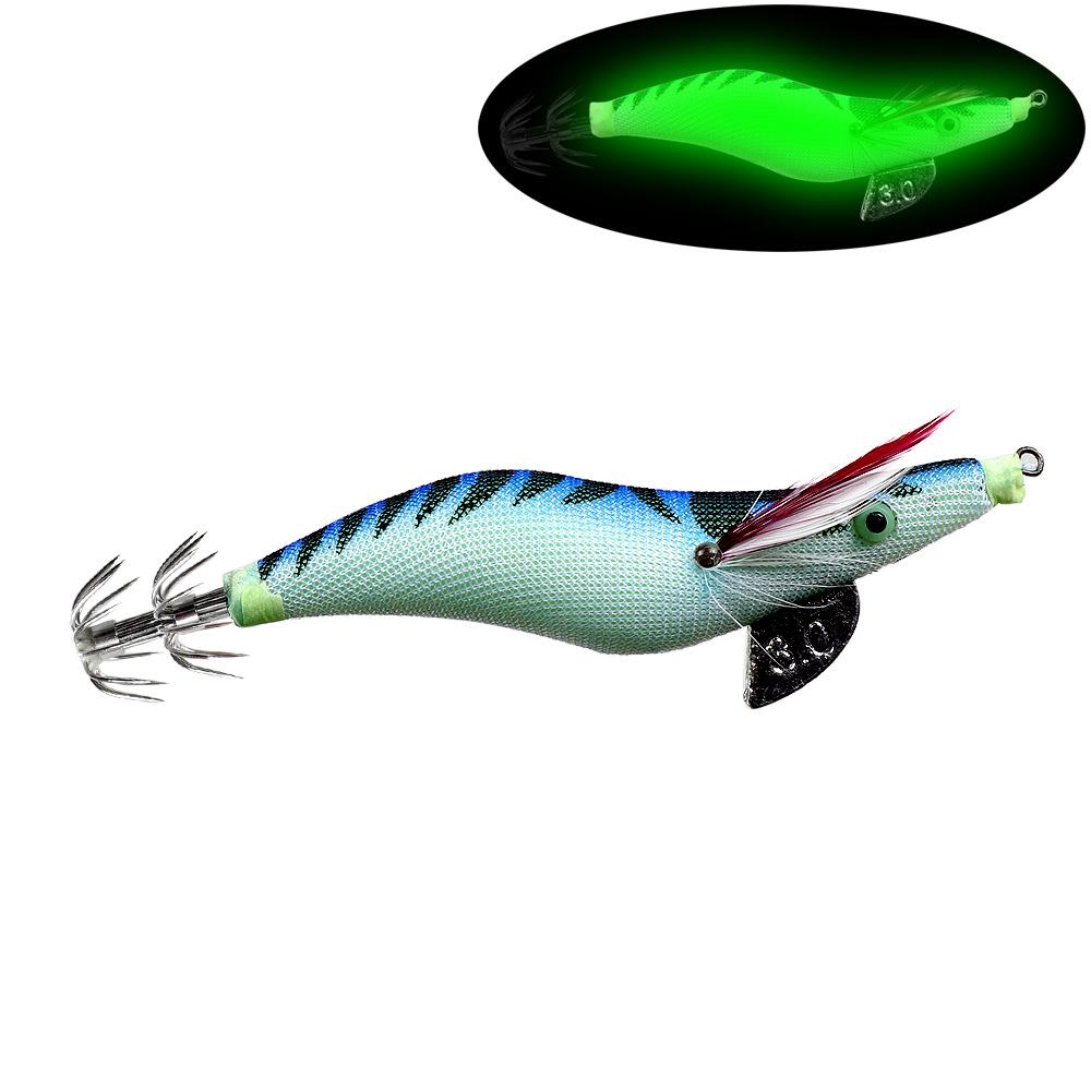 Luminous Wooden Shrimp Big Eye Squid Shrimp Fake Bait2.0 2.5  3.0#Squid Cuttlefish Sea Fishing Umbrella Hook