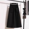Fluffy Mid-Length Plus Size A-Line High Waist Split Skirt for Women - Autumn/Winter