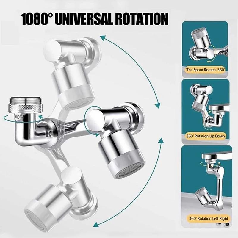 1080 ° Rotatable Extension Faucet Sprayer Head Water Tap Nozzle Universal Bathroom Tap Extend Adapter Aerator 2 Spray Modes