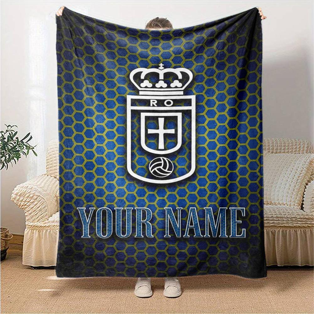 Name Custom Real Oviedo Print Flannel Blanket High Quality Warm Comfortable Cover for All Seasons Perfect for Gifts Home Decor