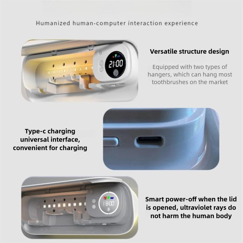 Zai Xiao UV Sterilizer Electric Holder Hot Air No Drilling Wall Mounted Bathroom Organizer Toothbrush Storage