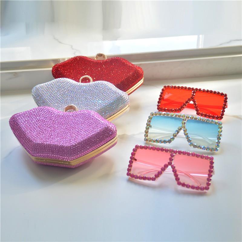 Lip Shape Evening Clutch Bag With Rhinestone Embellishment Women Formal Party Wedding Accessory