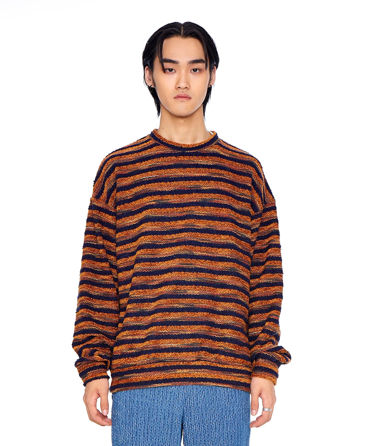 Eponim Knitted Stripe Long Sleeve_Brown & Navy One Size