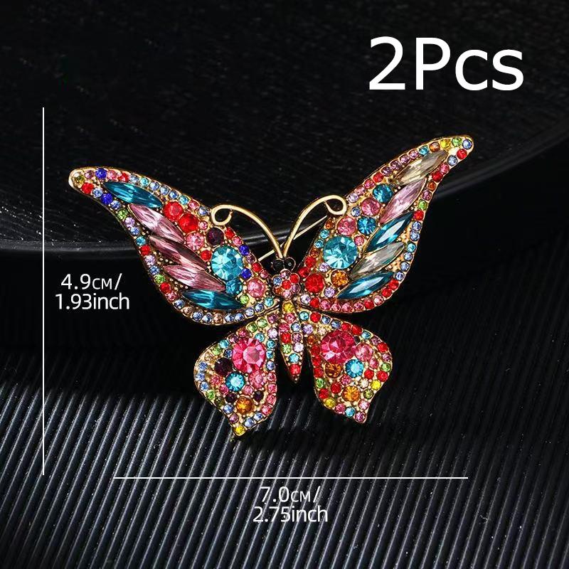 Retro Darčeky Motýľ Hrudný Kvet Brošňa Spoločenský Diamantový Farebné Látkové Doplnky Módna Elegancia 1KS