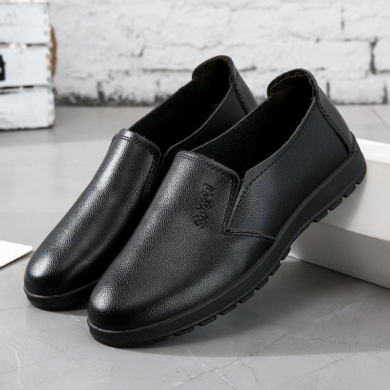 Spring and Autumn Youth British Casual Business Dress Leather Shoes Men's Shoes Wedding Shoes Inner Height Increase Single Shoes Work Shoes Waterproo