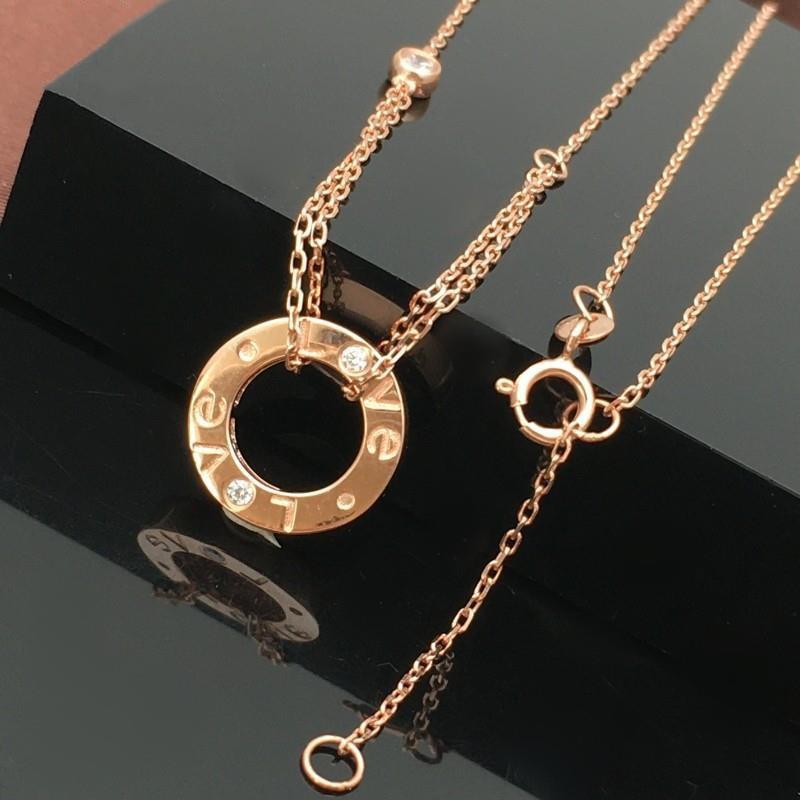 Purple Gold Round Cake Necklace Women'S Exquisite Rose Gold Plated Necklace Fashion Temperament Collarbone Chain