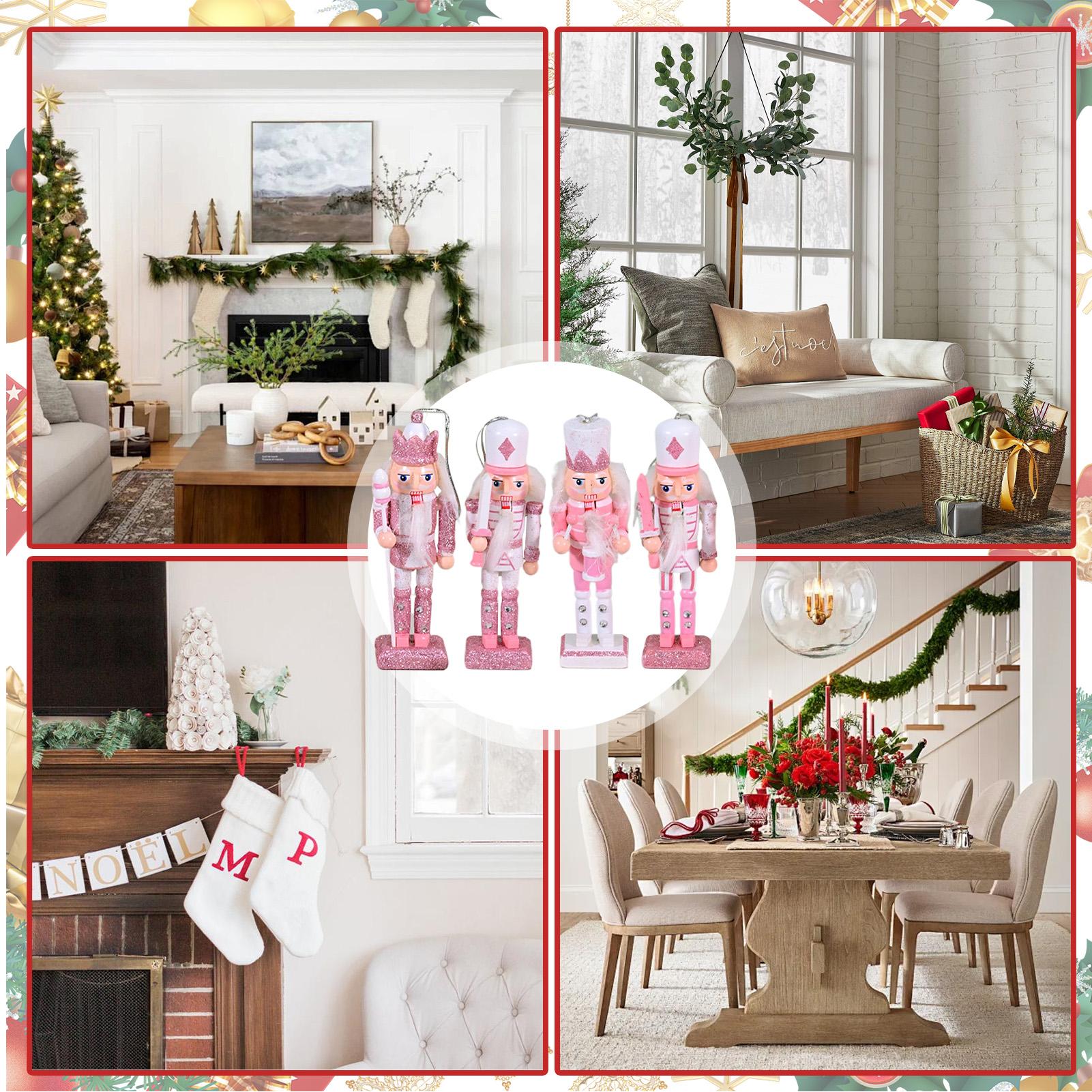 

Nutcracker Christmas Decor 4 Pieces Christmas Collectible Pink Nutcracker Wooden Decoration Figurine Collectibles For Holiday China Mainland