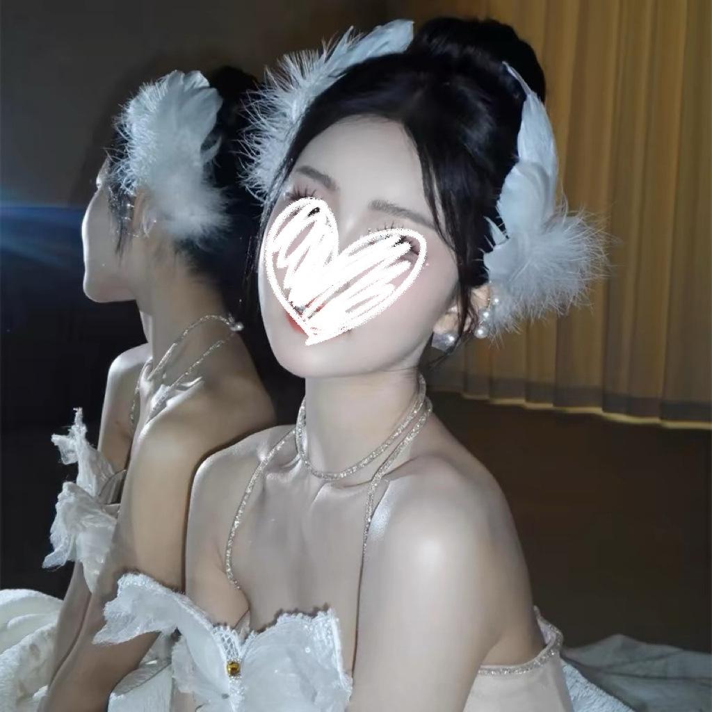 Christmas white swan feather headdress female crown hairpin women's ballet co angel dress photo decoration