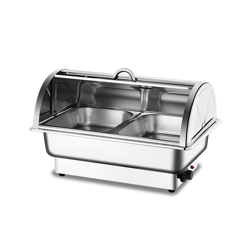 Stainless Steel Electric Chafing Dish with Visible Flip-Top for Buffet & Breakfast