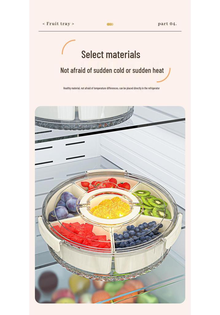 Вращающаяся ручка, герметичный прозрачный поднос для хранения закусок и фруктов, коробка для хранения большой емкости