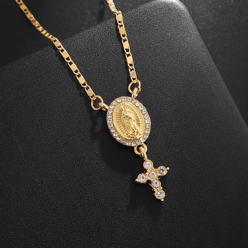 Exquisite Cross Studded Zircon Pendant Necklace for Women Fashion Glamor Wedding Jewelry