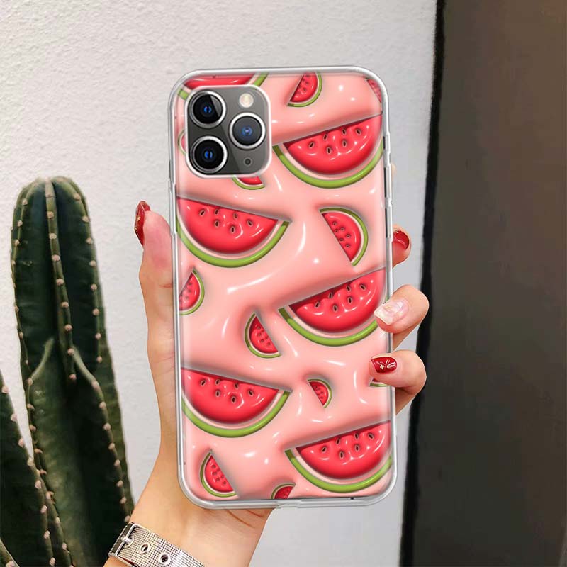 Watermelon Summer Fruit For iPhone 17 Air 16 15 14 Plus 13 Mini 12 11 Pro Max Phone Case 16E 7 Print 8 SE Fundas Cover Soft Coqu
