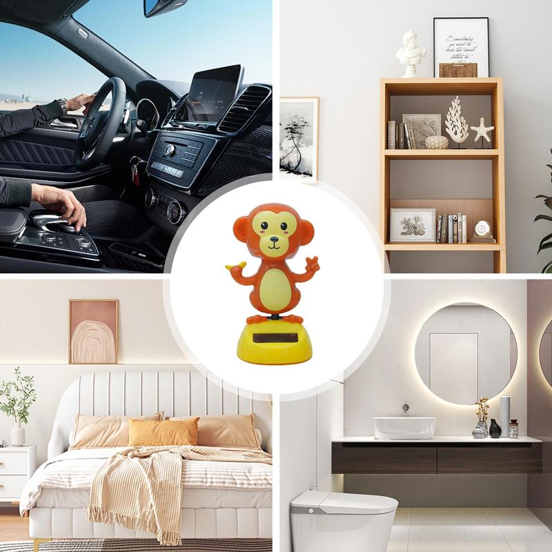Solar Dancing Toys Swinging Red Monkey Doll Decor Auto Ornament Accessories With Solar Panels For Work Areas Homes Cars And