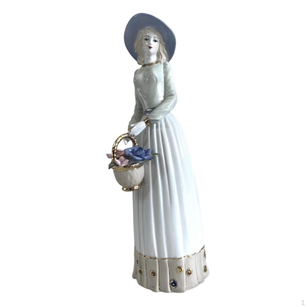 Ceramic Figurine Girl Statue Ornament, Modern Nordic Sculpture, Elegant Decor, Shock Resistant,