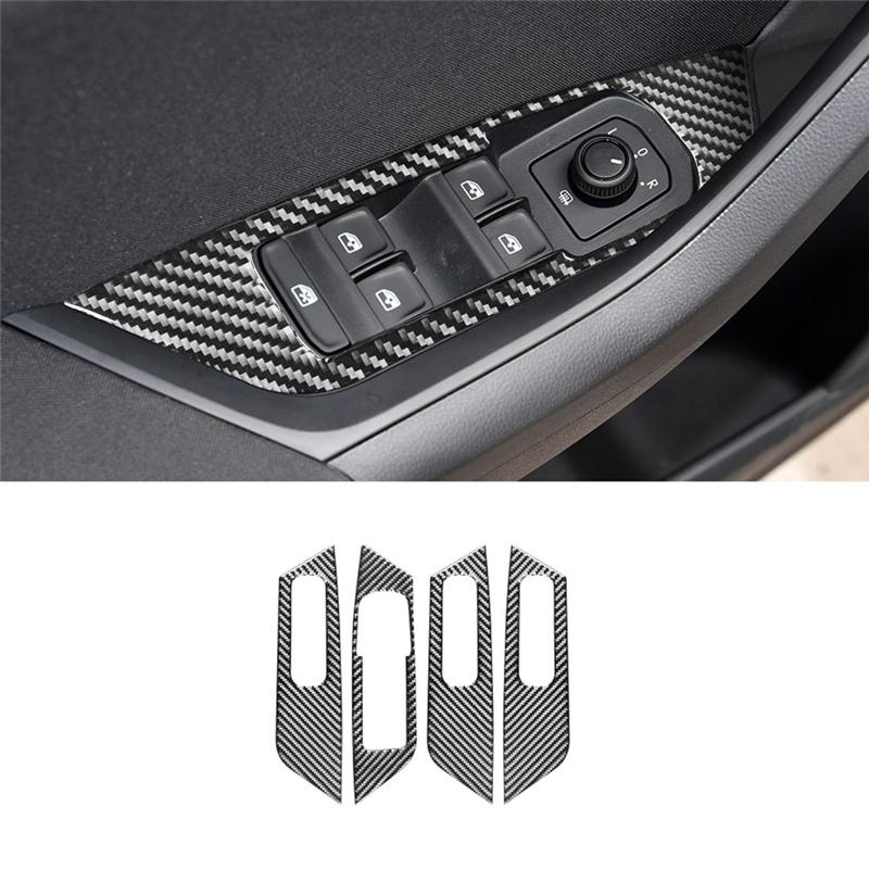 Window Lift Switch Panel Cover Trim Sticker Replacement Accessories Carbon Fiber For Skoda Kodiaq 2017- Accessories