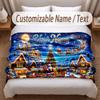 Christmas Theme Soft Blanket Personalized Custom Name Text Print Warm Blanket Home Sofa Bedroom Decor