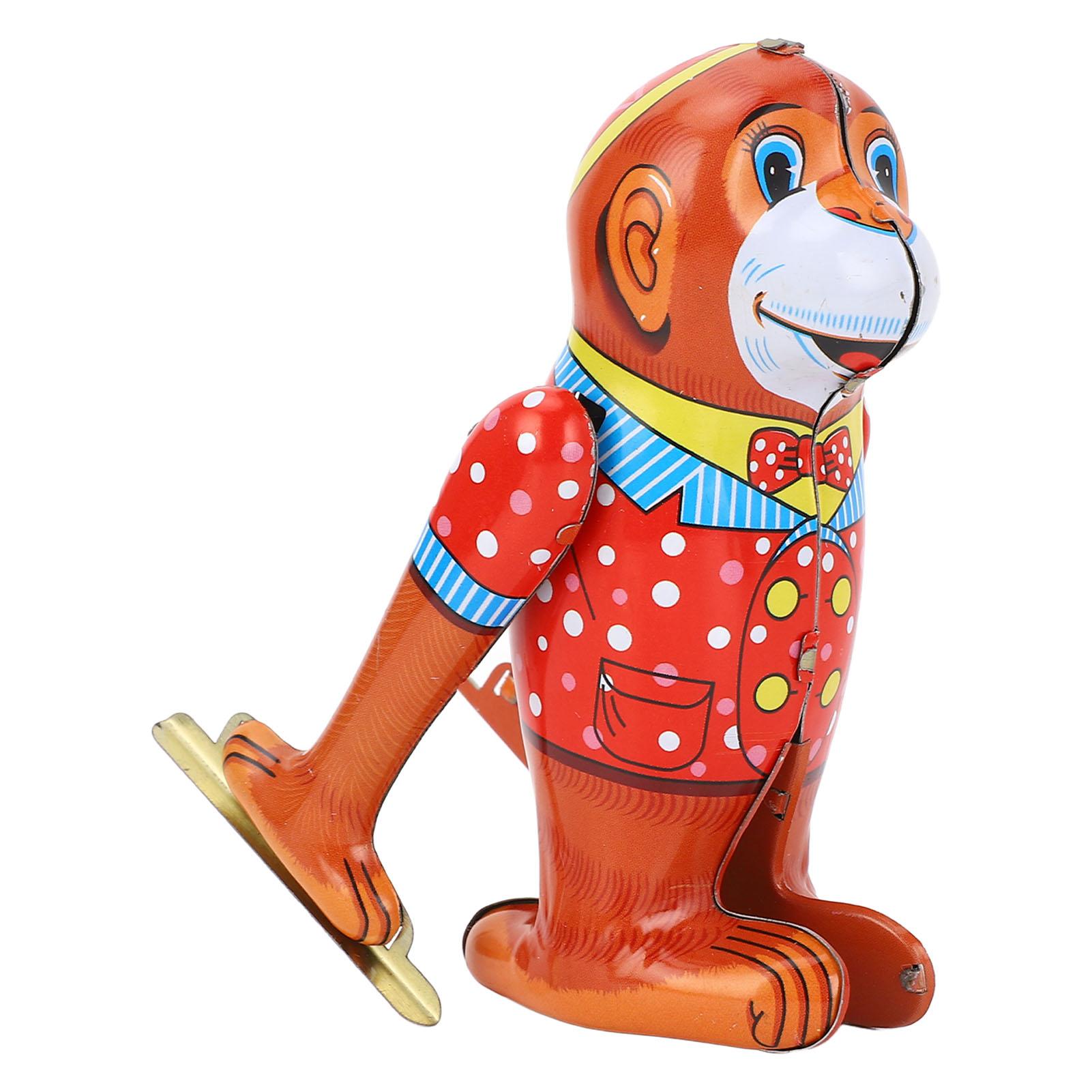 

Retro Clockwork Tin Toy Handmade Fine Workmanship Wind Up Tumble Monkey for Collection Present