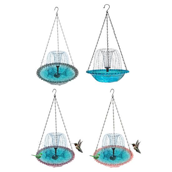 Solar-Kaskaden-Vogelbad-Brunnen Solarbetriebener Brunnen Hängendes Vogelbad Außen-Vogelbad Zieht Wildvögel an für Garten Hinterhof Dekoration