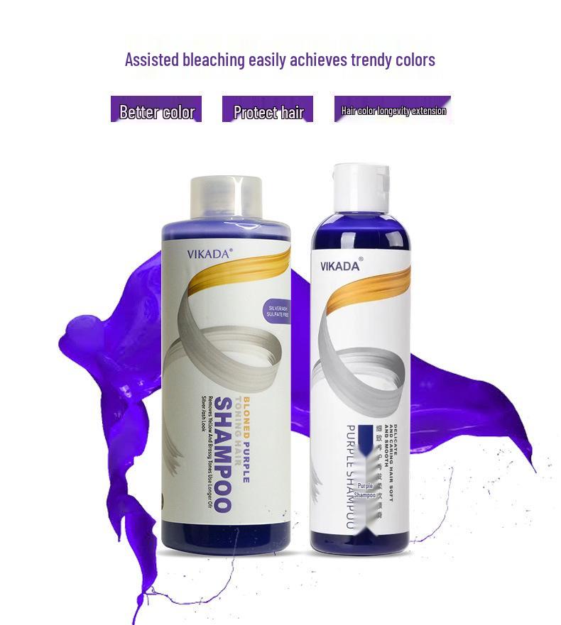 Purple Shampoo for Ash-Blonde Hair Care After Bleaching to White Gold