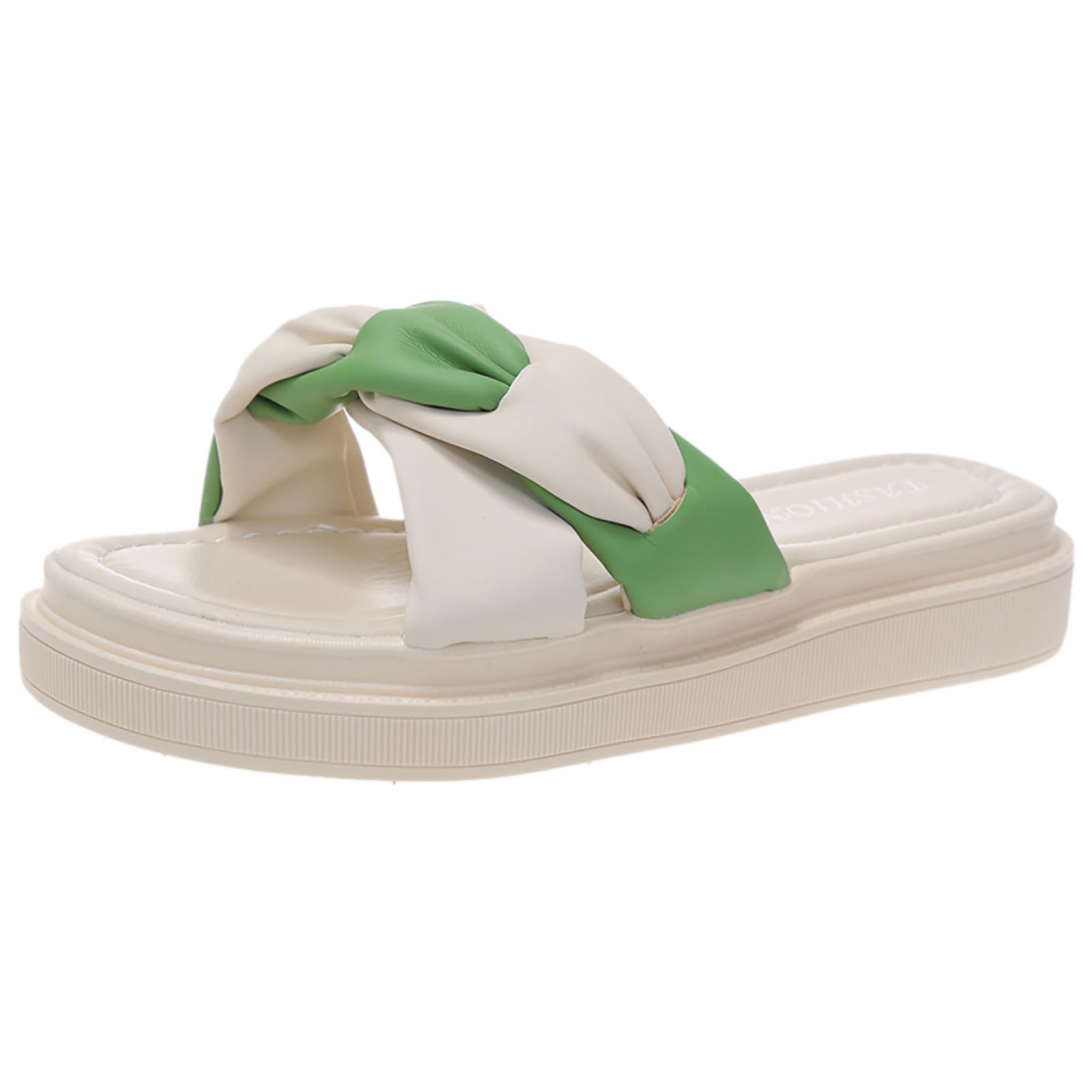

Bubu Ohana Soft Wedge Cross White Japanese Shoe Slippers/Slide Sandals, Comfortable, Sole, Mid-Heel, Approx. 3.5cm, Design, Women s, Spring, Summer,