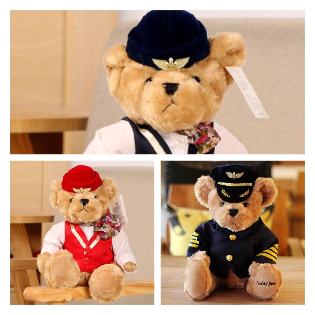Cute Captain Teddy Bear Plush Toy For Kids And Aviation Enthusiasts