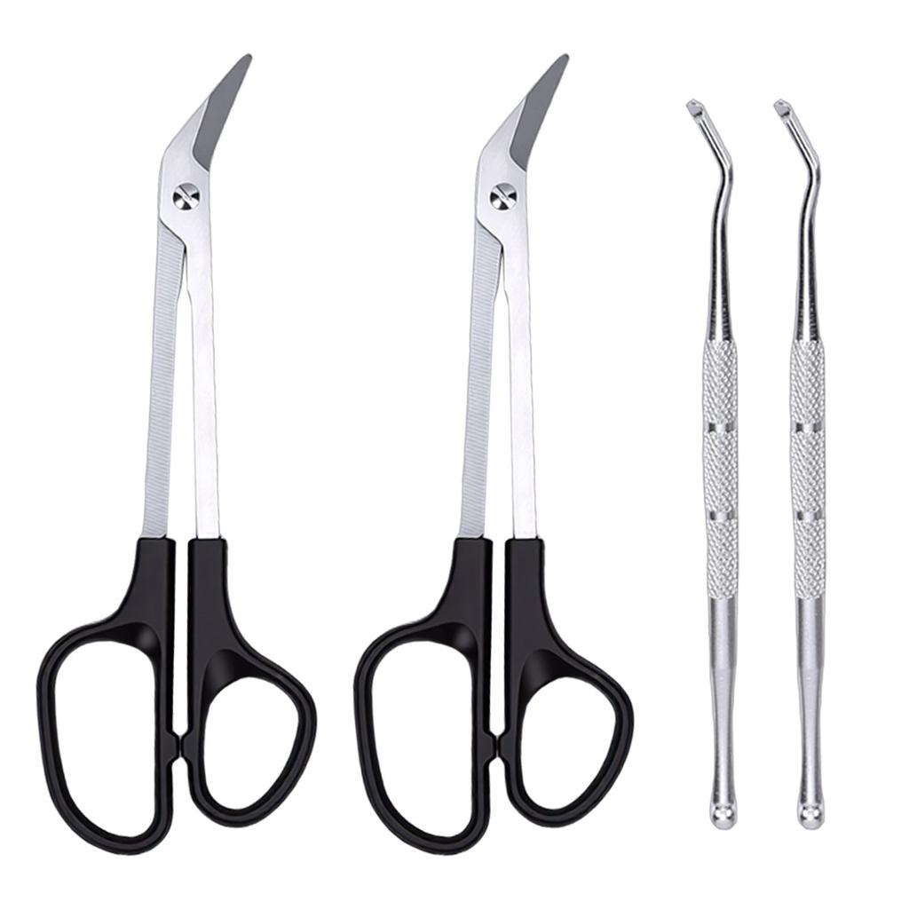 Long Handle Toenail Scissors Stainless Steel Bandage Scissors with Nail Lifters for Salon Home Use