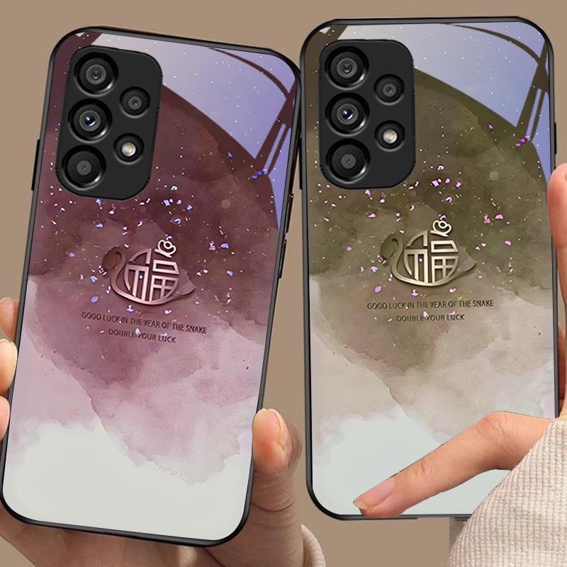 Sending Blessings For Samsung Galaxy S 8 9 10 20 Plus 21 FE 22 23 24 Ultra S7 Edge Black Tempered Glass Phone Case Hard Shell