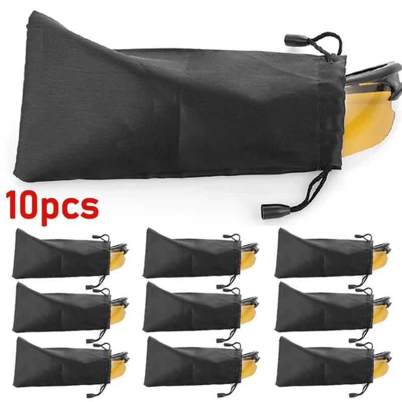 10Pcs Portable Eyewear Container Soft Waterproof Sunglasses Bag Drawstring Microfiber Dust Proof Pouch Pocket Glasses Carry Bag (Without Sunglass)