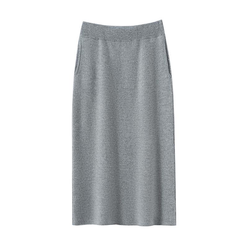 2025 Autumn/Winter Women's Cashmere Round Neck Loose Top and Skirt Set