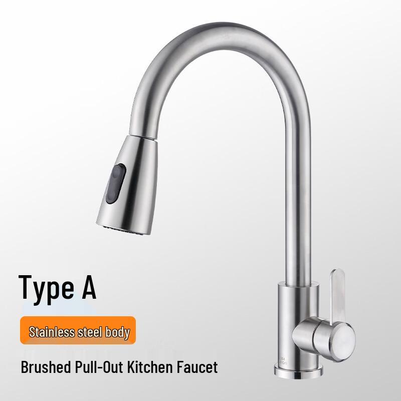 Yuzhuxun 304 Stainless Steel Pull-Out Kitchen Faucet