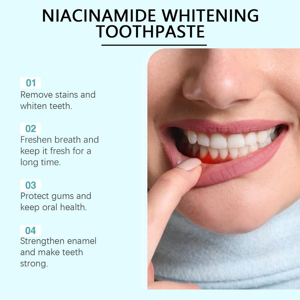 Dentifricio Sbiancante alla Niacinamide Rimuove Macchie Protegge lo Smalto Freschezza a Lunga Durata Cura Quotidiana dell'Igiene Orale Dentifricio